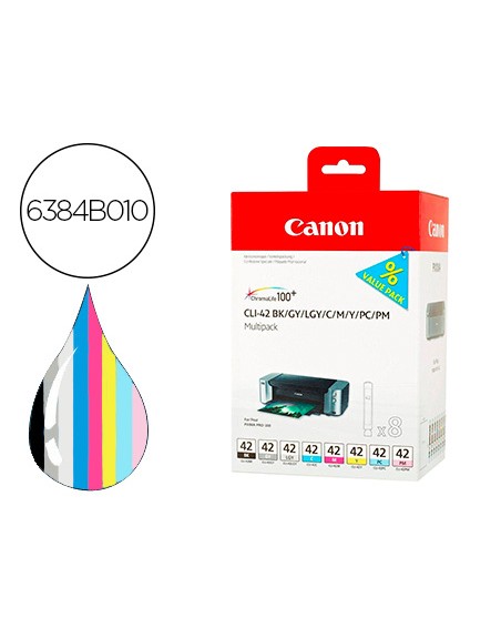 Ink-jet cli-42 canon pixma pro-100 / 100s multipack 8 colores bk /gy / lgy / c / m / y / pc / pm 13 ml