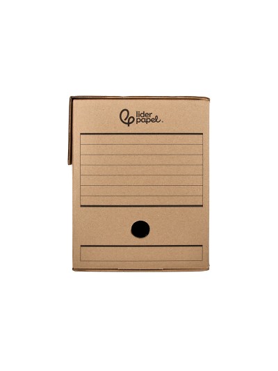 Caja archivo definitivo liderpapel folio doble ancho carton reciclado 400g/m2 lomo 200 mm kraft 367x200x251 mm
