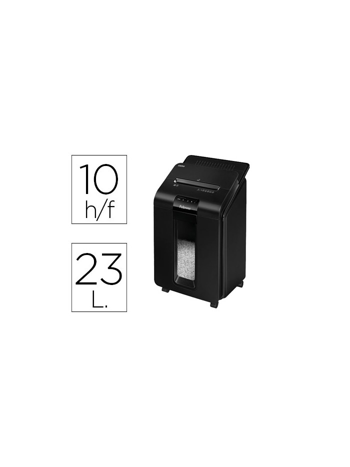Destructora de documentos fellowes auto+100m capacidad de corte 100 hojas destruye grapas clips y tarjetas 23l Destructora de documentos fellowes auto+100m capacidad de corte 100 hojas destruye grapas clips y tarjetas 23l