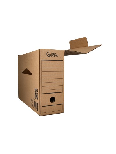 Caja archivo definitivo liderpapel folio prolongado carton reciclado 325g/m2 lomo 116 mm kraft 388x116x275 mm