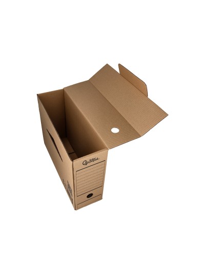 Caja archivo definitivo liderpapel folio prolongado carton reciclado 325g/m2 lomo 116 mm kraft 388x116x275 mm