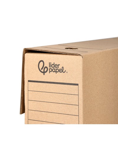 Caja archivo definitivo liderpapel folio prolongado carton reciclado 325g/m2 lomo 116 mm kraft 388x116x275 mm