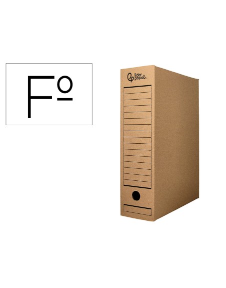 Caja archivo definitivo liderpapel folio carton reciclado 325g/m2 lomo 100 mm kraft 365x100x251 mm