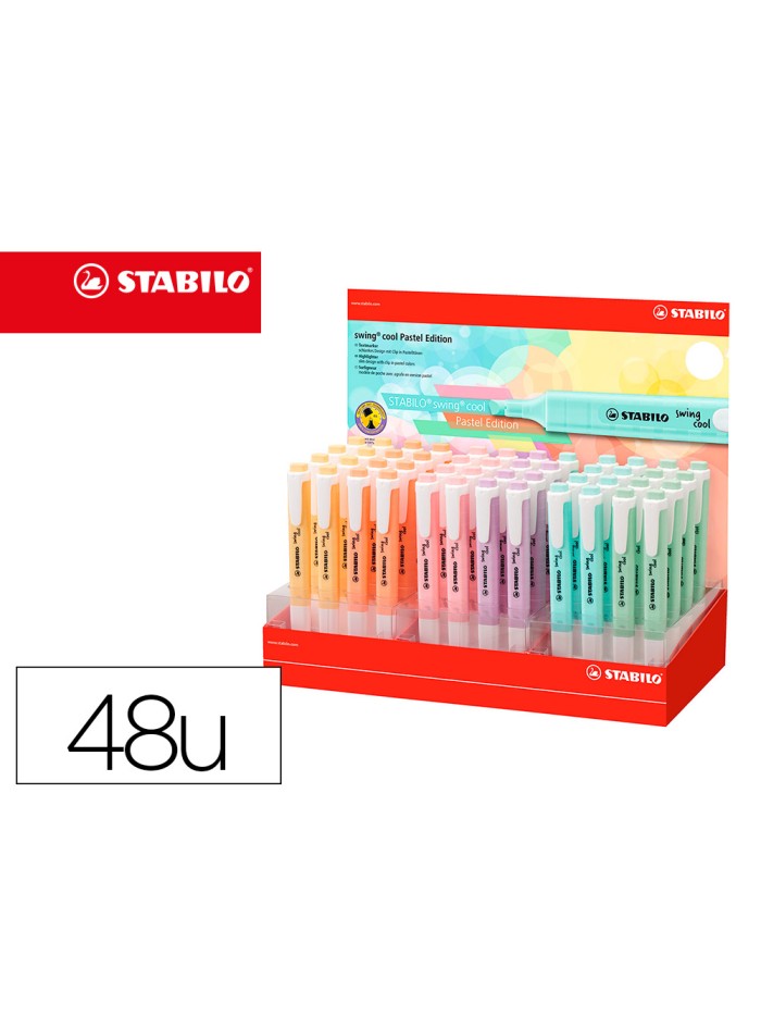 Rotulador stabilo fluorescente fino swing cool pastel expositor de 48 unidades colores surtidos Rotulador stabilo fluorescente fino swing cool pastel expositor de 48 unidades colores surtidos