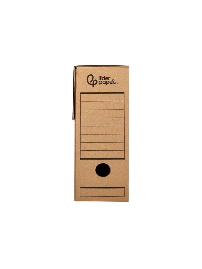 Caja archivo definitivo liderpapel folio carton reciclado 325g/m2 lomo 100 mm kraft 365x100x251 mm
