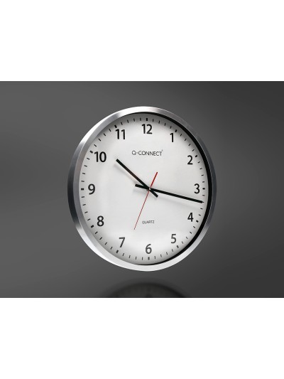 Reloj q-connect de pared plastico oficina redondo 50 cm marco cromado