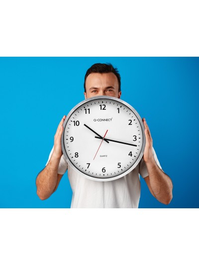 Reloj q-connect de pared plastico oficina redondo 50 cm marco cromado