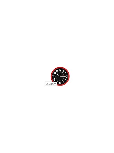 Reloj q-connect de pared plastico oficina redondo 30 cm color rojo y esfera color negro
