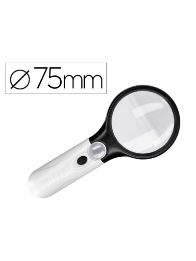 Lupa q-connect electrica aro abs 75 mm 3 aumentos 3 bombillas led lente 70 mm