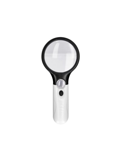 Lupa q-connect electrica aro abs 75 mm 3 aumentos 3 bombillas led lente 70 mm