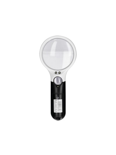 Lupa q-connect electrica aro abs 75 mm 3 aumentos 3 bombillas led lente 70 mm