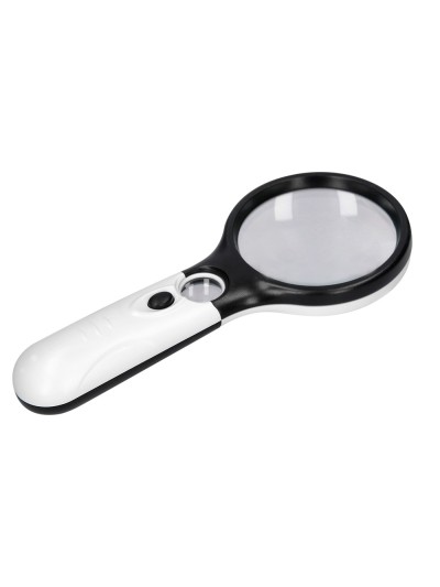 Lupa q-connect electrica aro abs 75 mm 3 aumentos 3 bombillas led lente 70 mm