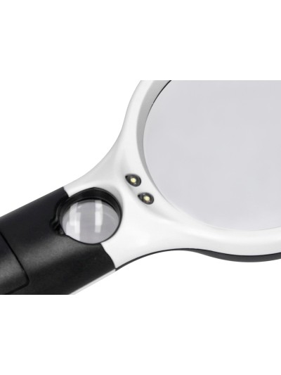 Lupa q-connect electrica aro abs 75 mm 3 aumentos 3 bombillas led lente 70 mm