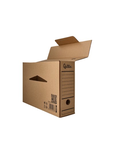 Caja archivo definitivo liderpapel folio carton reciclado 325g/m2 lomo 100 mm kraft 365x100x251 mm