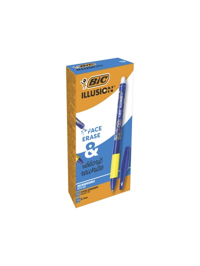Boligrafo bic gelocity illusion borrable azul punta de 0,7 mm