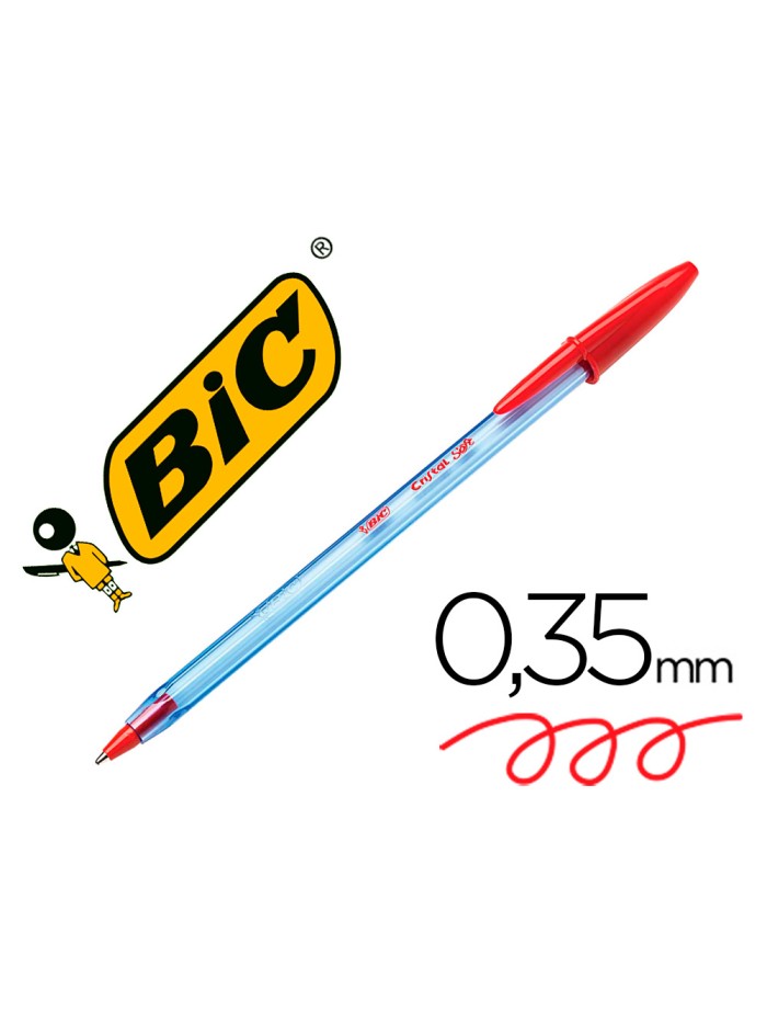 Boligrafo bic cristal soft rojo punta de 1,2 mm Boligrafo bic cristal soft rojo punta de 1,2 mm