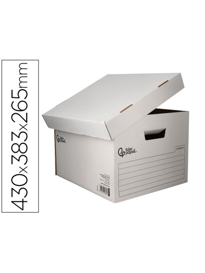 Cajon contenedor liderpapel carton automatico para 4 cajasarchivo definitivo folio / 5 archivadores a-z 430x383x265mm