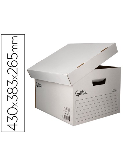 Cajon contenedor liderpapel carton automatico para 4 cajasarchivo definitivo folio / 5 archivadores a-z 430x383x265mm