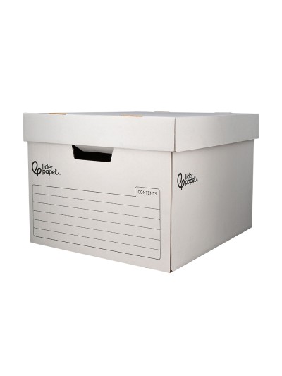 Cajon contenedor liderpapel carton automatico para 4 cajasarchivo definitivo folio / 5 archivadores a-z 430x383x265mm