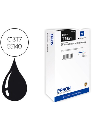 Ink-jet epson t551 workforce pro wf-8010 / wf-8090 / wf-8090 d3twc / wf-8510 / wf-8590 / wf-8590 negro 5.000