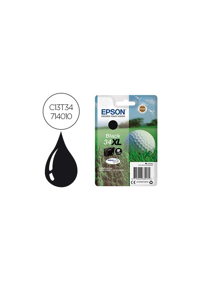 Ink-jet epson work force pro wf-3720dwf/3725dwf negro 34xl durabrite ultra ink 1100 paginas Ink-jet epson work force pro wf-3720dwf/3725dwf negro 34xl durabrite ultra ink 1100 paginas