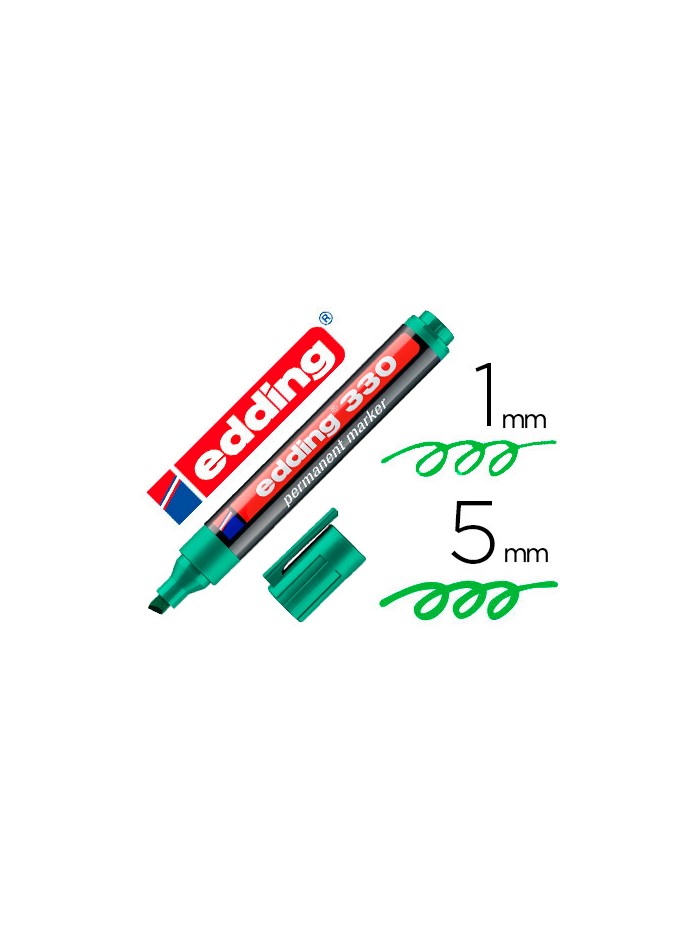 Rotulador edding marcador permanente 330 verde punta biselada 1-5 mm recargable Rotulador edding marcador permanente 330 verde punta biselada 1-5 mm recargable