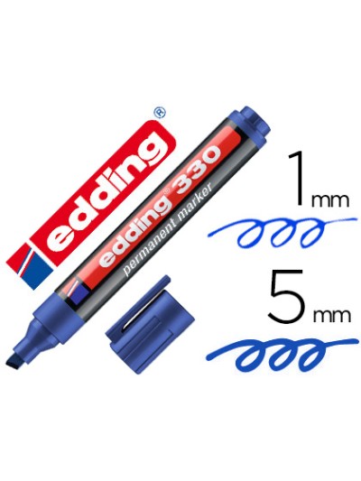 Rotulador edding marcador permanente 330 azul punta biselada 1-5 mm recargable