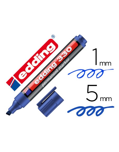 Rotulador edding marcador permanente 330 azul punta biselada 1-5 mm recargable