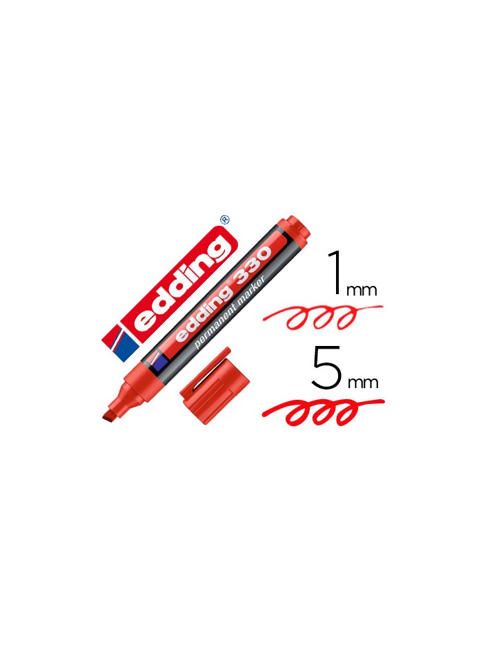 Rotulador edding marcador permanente 330 rojo punta biselada 1-5 mm recargable Rotulador edding marcador permanente 330 rojo punta biselada 1-5 mm recargable