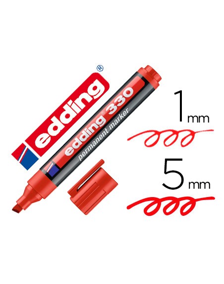Rotulador edding marcador permanente 330 rojo punta biselada 1-5 mm recargable