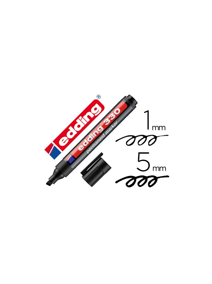Rotulador edding marcador permanente 330 negro punta biselada 1-5 mm recargable Rotulador edding marcador permanente 330 negro punta biselada 1-5 mm recargable