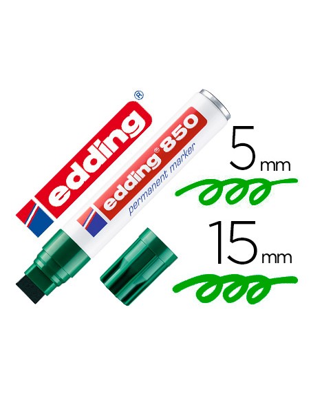 Rotulador edding marcador permanente 850 verde punta biselada 5-15 mm recargable