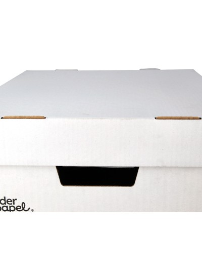 Cajon contenedor liderpapel carton automatico para 4 cajasarchivo definitivo folio / 5 archivadores a-z 430x383x265mm