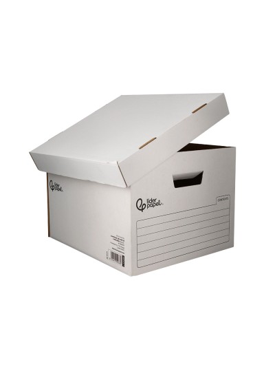 Cajon contenedor liderpapel carton automatico para 4 cajasarchivo definitivo folio / 5 archivadores a-z 430x383x265mm