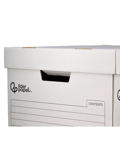 Cajon contenedor liderpapel carton automatico para 4 cajasarchivo definitivo folio / 5 archivadores a-z 430x383x265mm