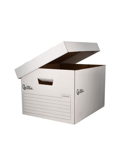 Cajon contenedor liderpapel carton automatico para 4 cajasarchivo definitivo folio / 5 archivadores a-z 430x383x265mm
