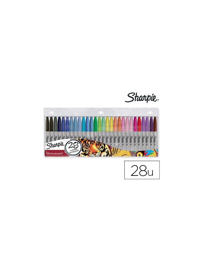 Rotulador sharpie permanente punta fina blister de 28 unidades colores surtidos Rotulador sharpie permanente punta fina blister de 28 unidades colores surtidos