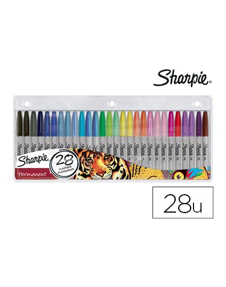 Rotulador sharpie permanente punta fina blister de 28 unidades colores surtidos
