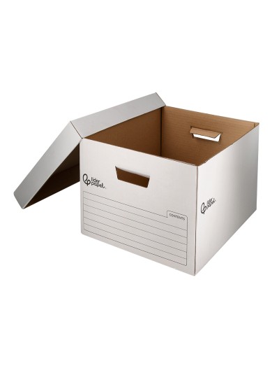 Cajon contenedor liderpapel carton automatico para 4 cajasarchivo definitivo folio / 5 archivadores a-z 430x383x265mm