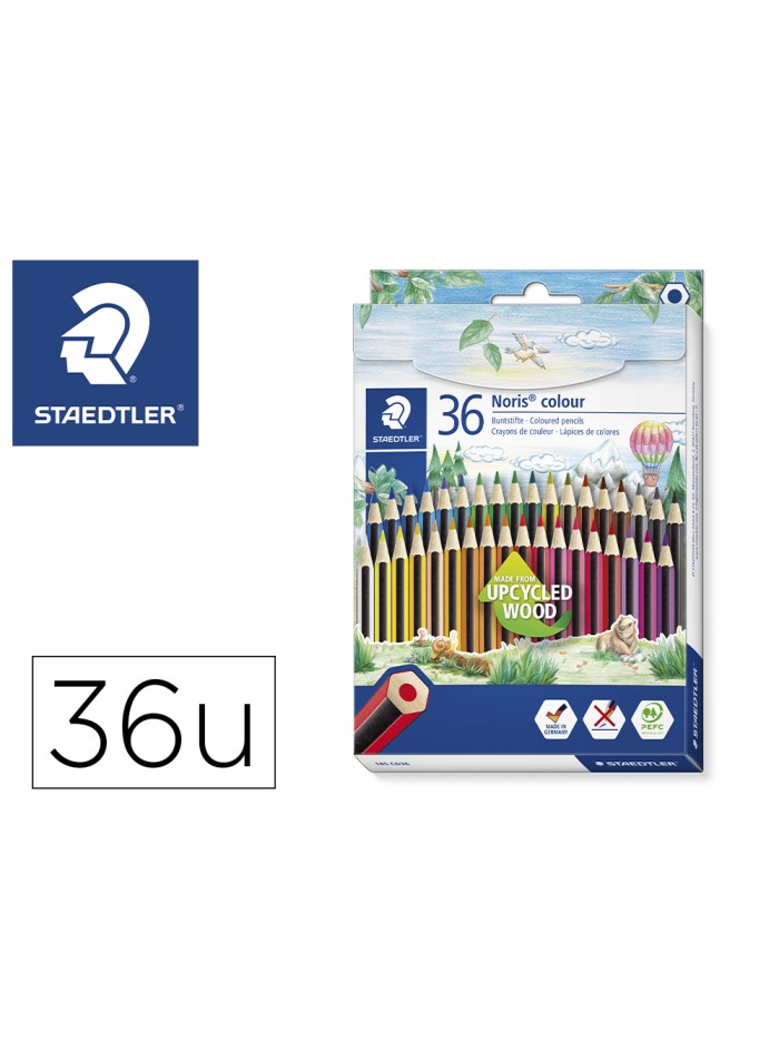 Lapices de colores staedtler upcycled wood ecologico 36 colores en caja de carton Lapices de colores staedtler upcycled wood ecologico 36 colores en caja de carton
