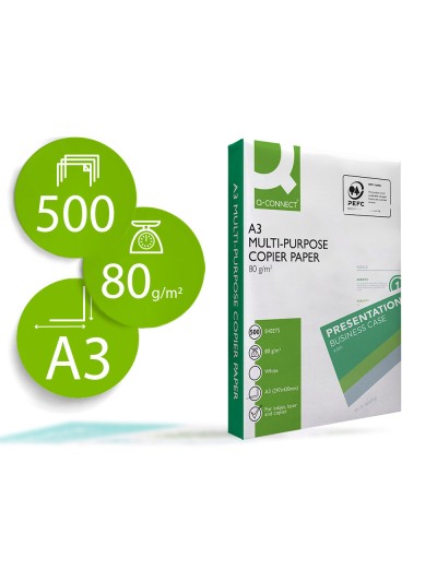 Papel fotocopiadora q-connect economy din a3 80 gramos paquete de 500 hojas