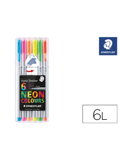 Rotulador staedtler triplus neon colours estuche de 6 unidades colores surtidos
