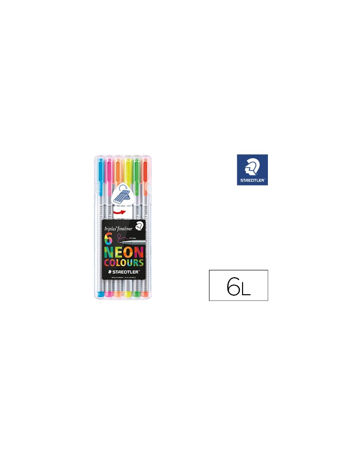 Rotulador staedtler triplus neon colours estuche de 6 unidades colores surtidos Rotulador staedtler triplus neon colours estuche de 6 unidades colores surtidos