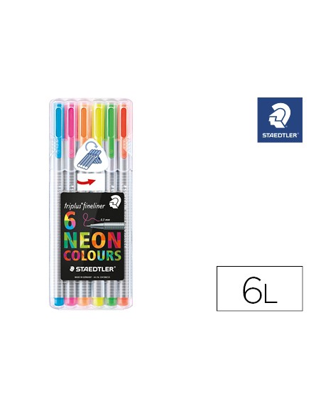 Rotulador staedtler triplus neon colours estuche de 6 unidades colores surtidos