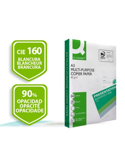Papel fotocopiadora q-connect economy din a3 80 gramos paquete de 500 hojas