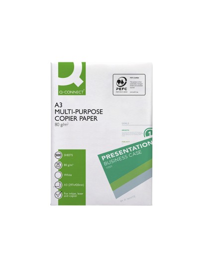 Papel fotocopiadora q-connect economy din a3 80 gramos paquete de 500 hojas