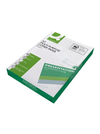 Papel fotocopiadora q-connect economy din a3 80 gramos paquete de 500 hojas
