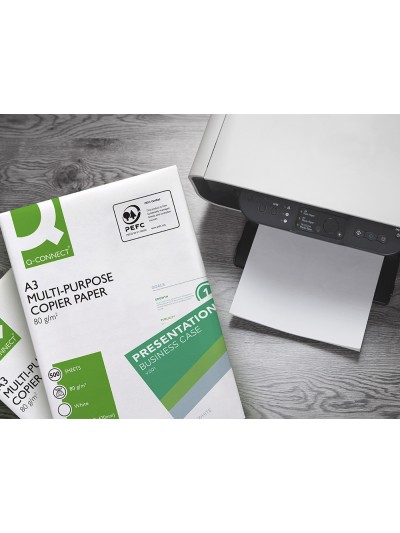 Papel fotocopiadora q-connect economy din a3 80 gramos paquete de 500 hojas