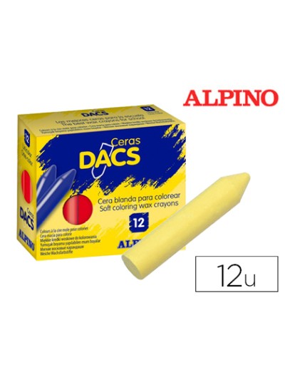 Lapices cera dacs unicolor amarillo claro caja de 12 unidades