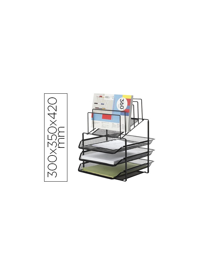 Bandeja clasificadora sobres q-connect kf17296 metalica rejilla negra 3 bandejas 300x350x420 mm Bandeja clasificadora sobres q-connect kf17296 metalica rejilla negra 3 bandejas 300x350x420 mm